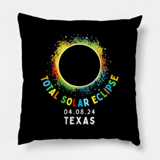 Texas Total Solar Eclipse Totality April 8 2024 Tie Dye Pillow