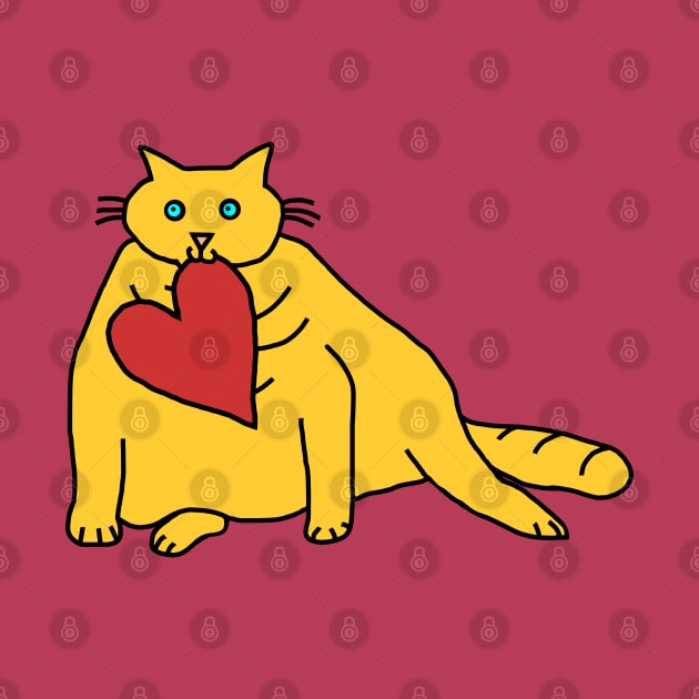 Chonk Cat with Love Heart on Valentines Day by ellenhenryart