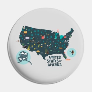 USA Illustrated Map Pin