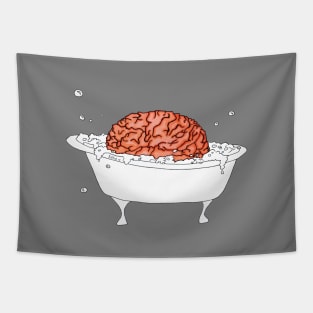 Brain Bath · Brain in a tub taking a bubble bath · simple illustration Tapestry