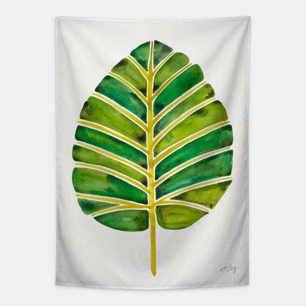 Green Alocasia Tapestry by CatCoq
