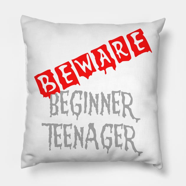Beware,Beginner Teenager Funny idea Gift for a 13th birthday Pillow by Rossla Designs
