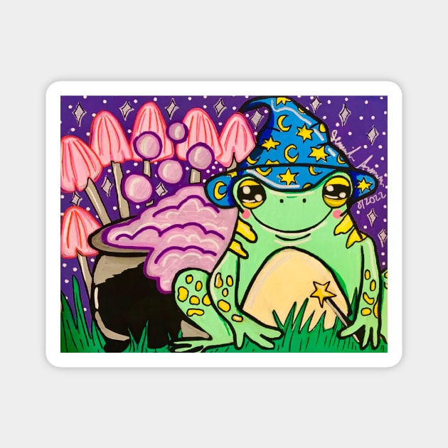 Frog Wizard with Potions Magnet by Stay Weird Studio Art