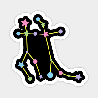 Gemini Zodiac Constellation in Rainbow Pastels - Black Magnet