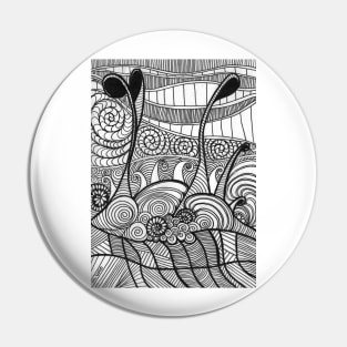 Under the sea black and white abstract drawing Pin