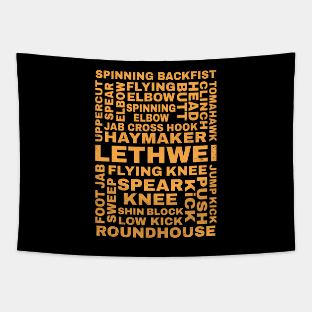 Lethwei Burmese Boxing Techniques Guide Tapestry by NicGrayTees