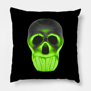 Neon Green Skull Pillow