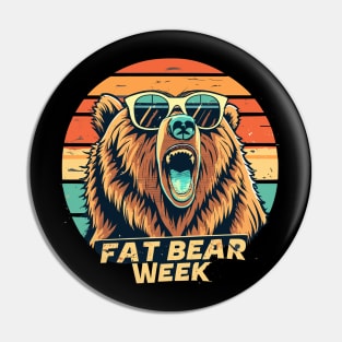 fat bear week retro sunset Pin