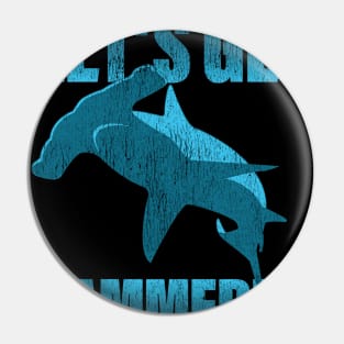 Funny Deep Sea Diving product - Faded Hammerhead Shark design Pin