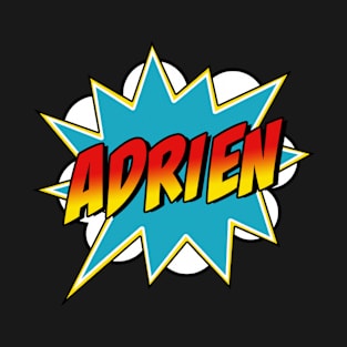 Boys Adrien Name Superhero Comic Book T-Shirt