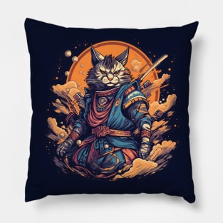 Samurai Kitty Cat Pillow