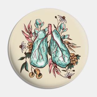 human lungs flowers leaves illustration Pin