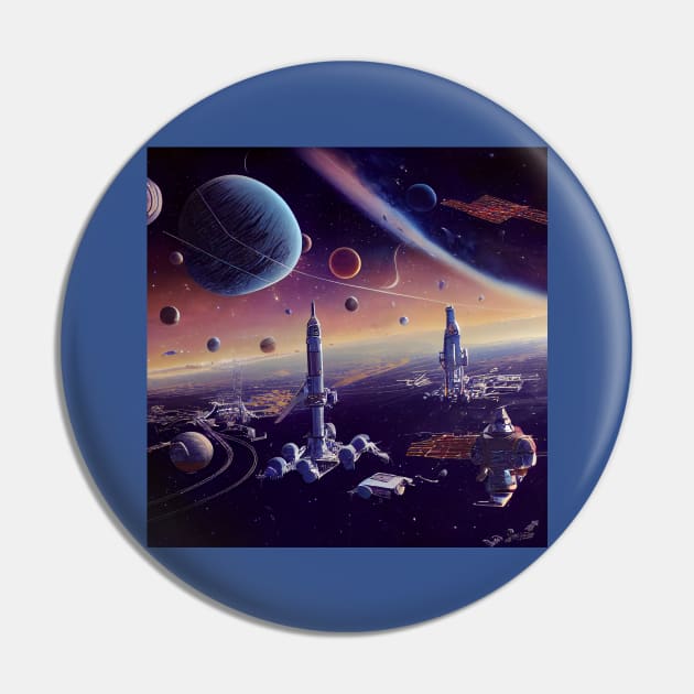 Interplanetary Spaceport Pin by Grassroots Green