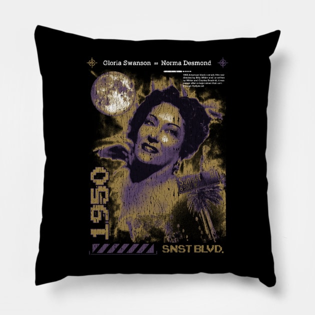 Vintage StreetWear norma desmond snst blvd Pillow by THE SUP OMO