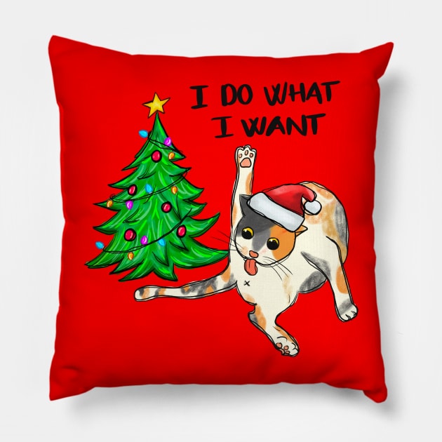 I Do What I Want - Funny Christmas Cat Pillow by Pop Cult Store