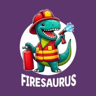 Kawaii Dinosaur Firemen Firesaurus Rex T-Shirt