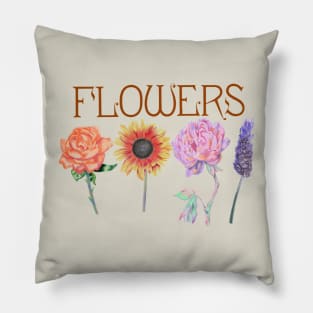 Vintage Flowers - Rose, Sunflower, Peony & Lavender Pillow