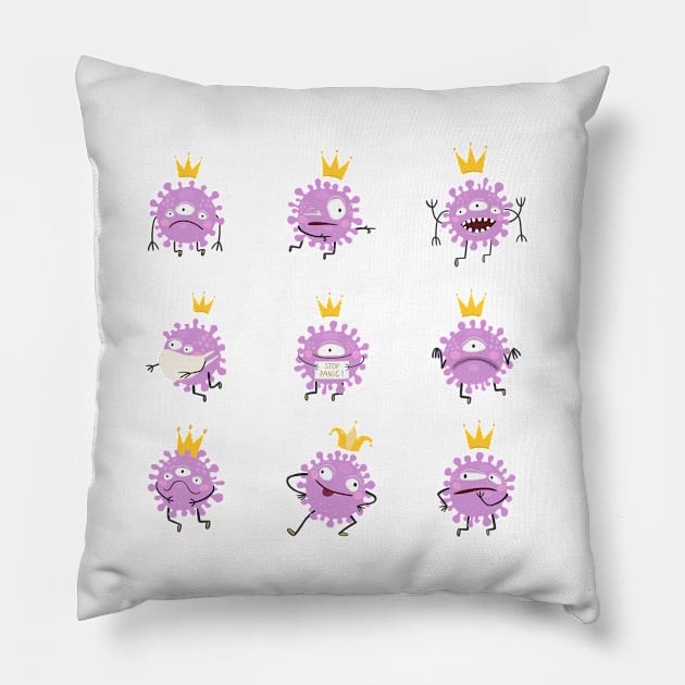 Funny coronavirus set. Pillow by Elsbet