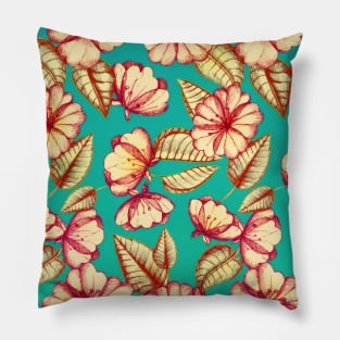 Rust & Teal Floral Pattern Pillow