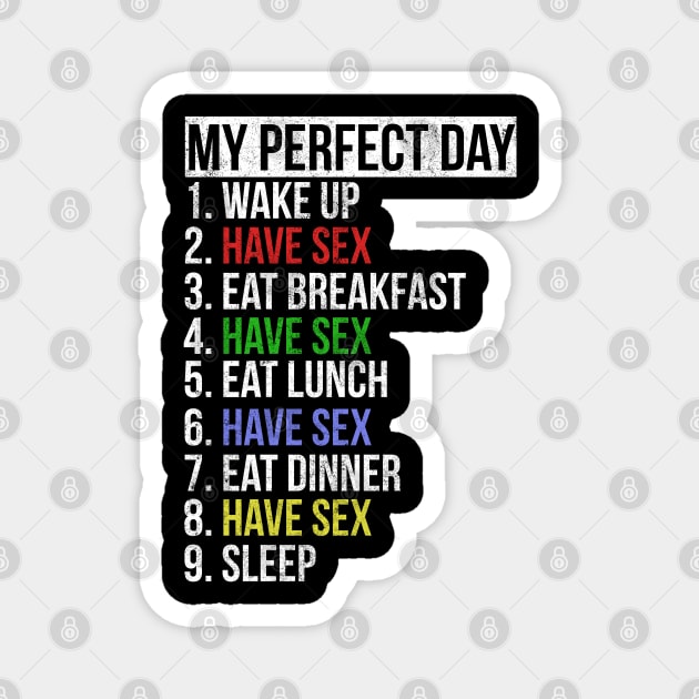 My Perfect Day / Have Sex Funny distressed retro list design - Sex ...