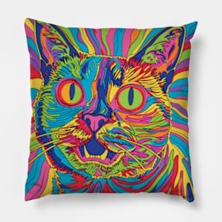 Psychedelic Cat Pillow