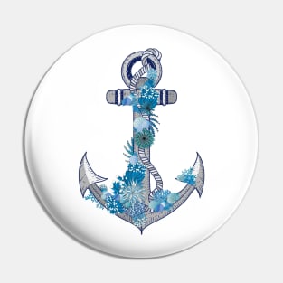 Anchor of a ship with corals and shells Pin