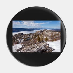 Frozen surface Lake Laberge spring Yukon Canada Pin