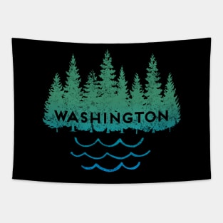 Washington State Pride Trees Water Graphic Silhouette Tapestry