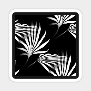Tropical Palm Fronds Leaf Print Black and White Magnet