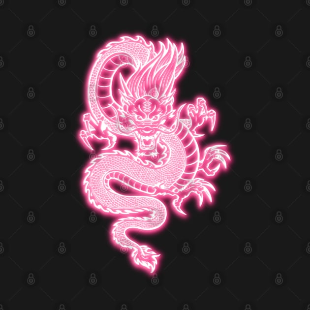 Pink Neon Glow Chinese Dragon by la chataigne qui vole ⭐⭐⭐⭐⭐