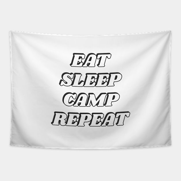 Eat sleep camp repeat camping Tapestry by brightnomad