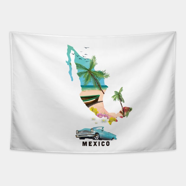 Mexico travel map Tapestry by nickemporium1