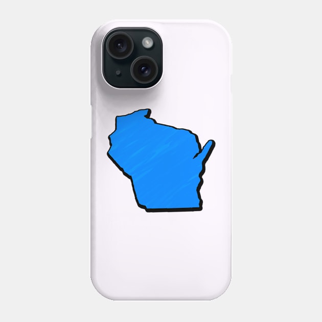 Bright Blue Wisconsin Outline Phone Case by Mookle