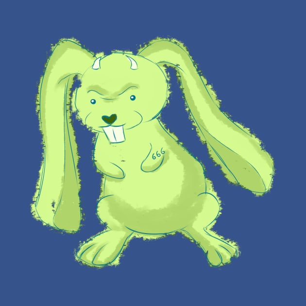 Green evil cute rabbit by Demonic cute cat