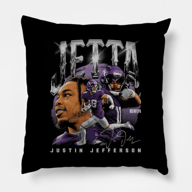 Justin Jefferson Minnesota Jetta Vintage Pillow by ClarityMacaws