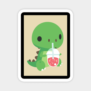 Cute Baby Dinosaur drinks Shake Magnet