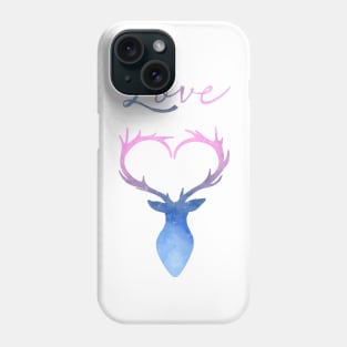 Love heart antlers watercolor deer Phone Case