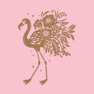 Boho Surrealism Floral Flamingo T-Shirt