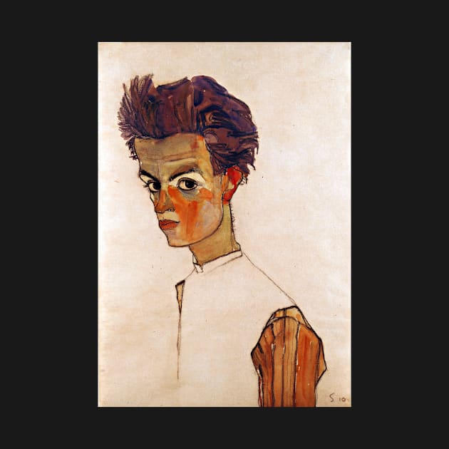 Egon Schiele Self-Portrait with Striped Shirt by pdpress