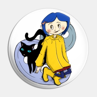 Coraline and Cat Pin