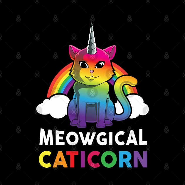 Caticorn Rainbow T shirt Meowgical Cat Unicorn Kittycorn by amitsurti