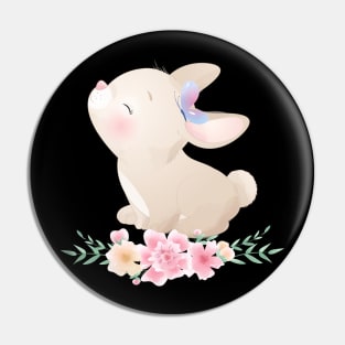 Rabbit Flower Bunny floral Pin