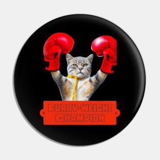 Boxing Cat Furry-weight Champion Pin