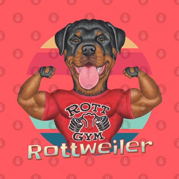 Fun sweet gentle dog cute rottie rotty fur baby rottweiler by Danny Gordon Art