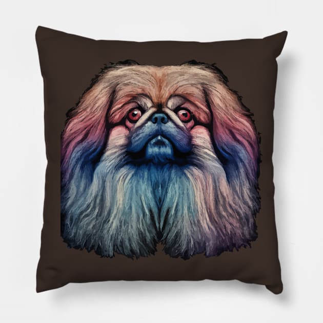 Fluffy Pekingese Watercolor Pillow by Furrban