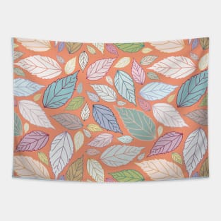 Colorful garden leaves collection on orange Tapestry