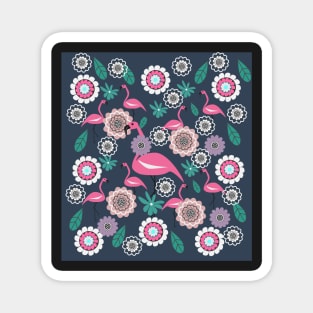 Floral with flamingos Magnet