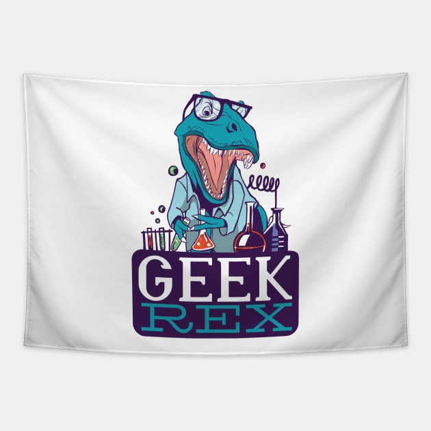 Geek Rex Funny Science Gift Lab Dino Tapestry by Popculture Tee Collection