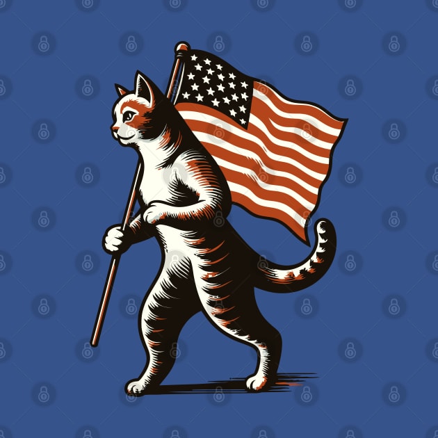 Cat carrying an American flag by Art_Boys