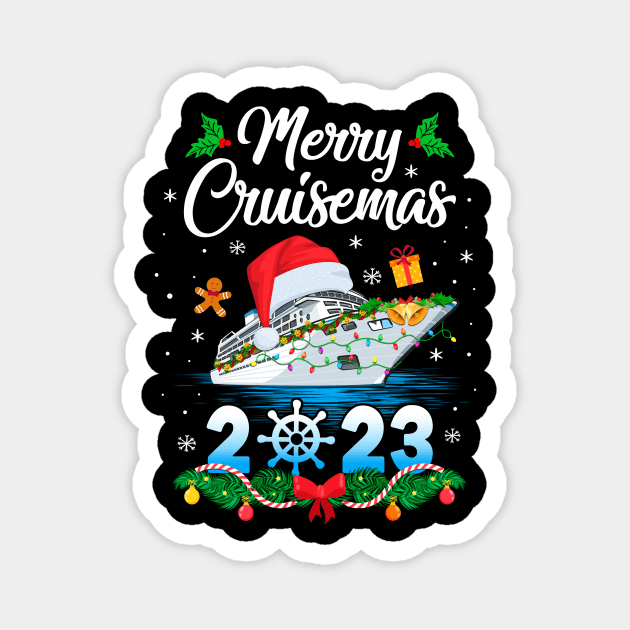 Merry Cruisemas 2023 Christmas Santa Reindeer Cruise Ship Magnet by James Green